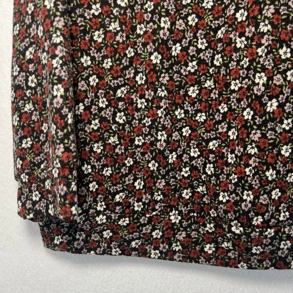 Kids Long Sleeve Pheasant Shirt Front Frills Floral Red Black Girls Size Large 8